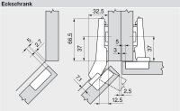 78T3558 CLIP top 110° Winkelscharnier +45° II, aufschlagend, ohne Feder, Topf: Schrauben