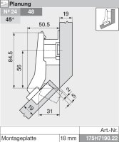 78T3558 CLIP top 110° Winkelscharnier +45° II, aufschlagend, ohne Feder, Topf: Schrauben