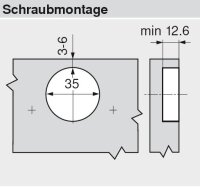 78T3558 CLIP top 110° Winkelscharnier +45° II, aufschlagend, ohne Feder, Topf: Schrauben