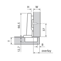 70T5550.TLOX CLIP top Standardscharnier 120°, Eckanschlag, ohne Feder, Topf: Schrauben, onyxschwarz