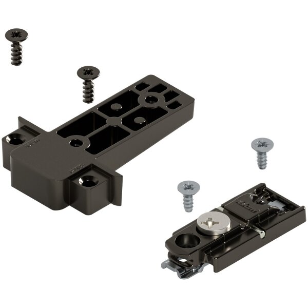 175H5A00 onyx CLIP Montageplatte, gerade, 0 mm, Zink, zum Schrauben, HV: Exzenter, für schmale Alurahmen