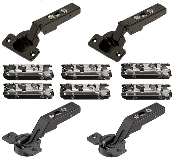 78Z5500T12 Scharnier-Set HF Holzfronten und breite Alurahmen Schrauben (bis 1200mm Korpusbreite), onyxschwarz