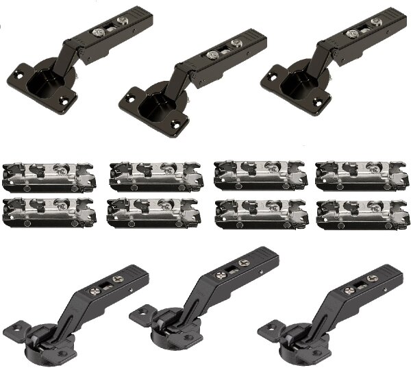 78Z5500T18 Scharnier-Set HF Holzfronten und breite Alurahmen Schrauben (bis 1800mm Korpusbreite), onyxschwarz