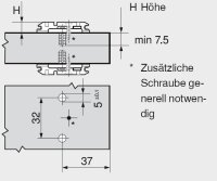 174H713ZE CLIP Montageplatte, 3 mm, Stahl, EXPANDO, HV: Exzenter, für Mittelanschlag