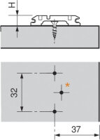 173L6100 CLIP Montageplatte, 0 mm, Stahl, Spax-Schrauben, HV: Langloch