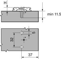 174E6100.01 CLIP Montageplatte, 0 mm, Stahl, EXPANDO, HV: Langloch