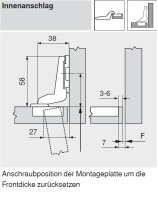 91M2780 MODUL Standardscharnier 100°, Innenanschlag, Topf: Einpressen