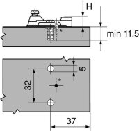 194E6100.ED MODUL Montageplatte, kreuz, 0 mm, Stahl, EXPANDO, HV: Langloch