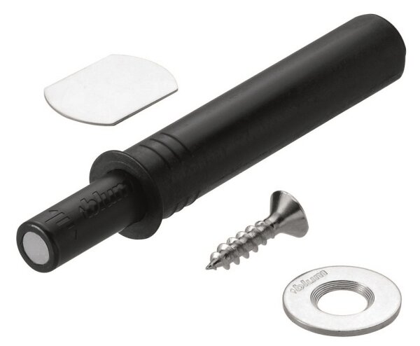 956.1004 TIP-ON für Türen Kurzversion, bis Höhe 130cm, inkl. Haftplatten, Ausstoßweg 17mm,  carbonschwarz