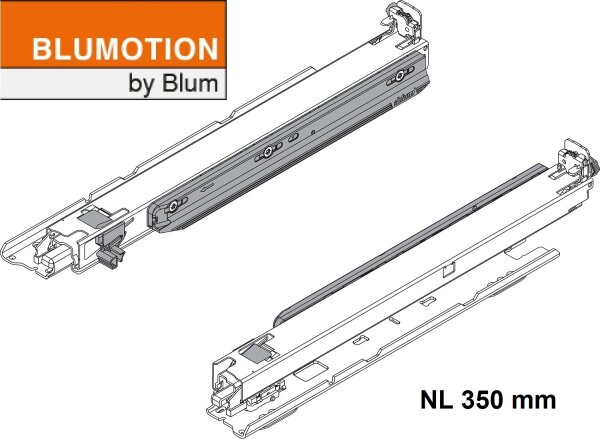 MOVENTO mit BLUMOTION, Vollauszug für Holzschubkasten Bodenmontage, Vollauszug, 40 kg, NL=350 mm, ohne Kupplungen, li/re