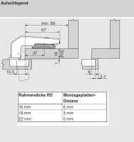 79B9950 CLIP top BLUMOTION Stollenscharnier 95° aufschlagend mit Feder