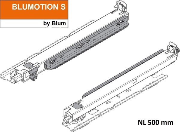 MOVENTO mit BLUMOTION, Vollauszug für Holzschubkasten Bodenmontage, Vollauszug, 40 kg, NL=500 mm, ohne Kupplungen, li/re