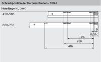 760H2700T MOVENTO mit TIP-ON, Vollauszug für Holzschubkasten, 40 kg, NL=270mm, ohne Kupplungen
