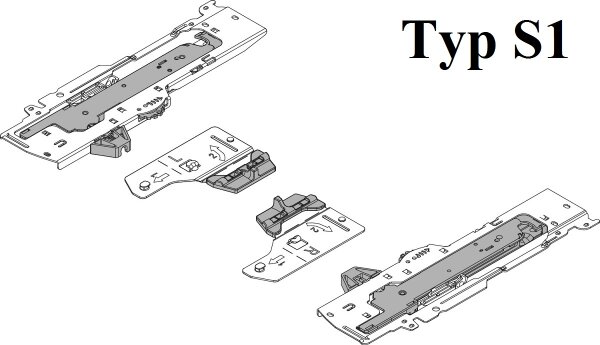 T60B3130 TIP-ON BLUMOTION Einheit für Tandembox, Typ S1, NL=270-300 mm, 10-20 kg, li/re