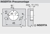 71T6640B CLIP top Weitwinkelscharnier 170°, 9,5 mm gekröpft, mit Feder, Topf: Inserta