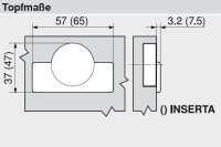70T7550.TL CLIP top 0-Einsprungscharnier 155°, Eckanschlag, ohne Feder, zum Anschrauben