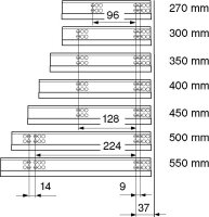550H3000B TANDEM BLUMOTION Teilauszug, 30 kg, NL=300 mm...