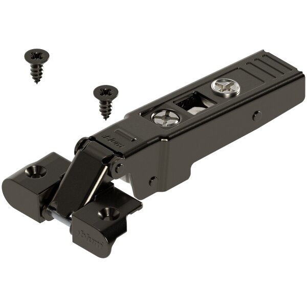 71T950AOX onyx CLIP top Alurahmenscharnier 95°, Eckanschlag, mit Feder, Topf: Schrauben, onyxschwarz