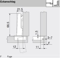 71B3550 CLIP top BLUMOTION Standardscharnier 110°, gerade, mit Feder, Topf: Schrauben