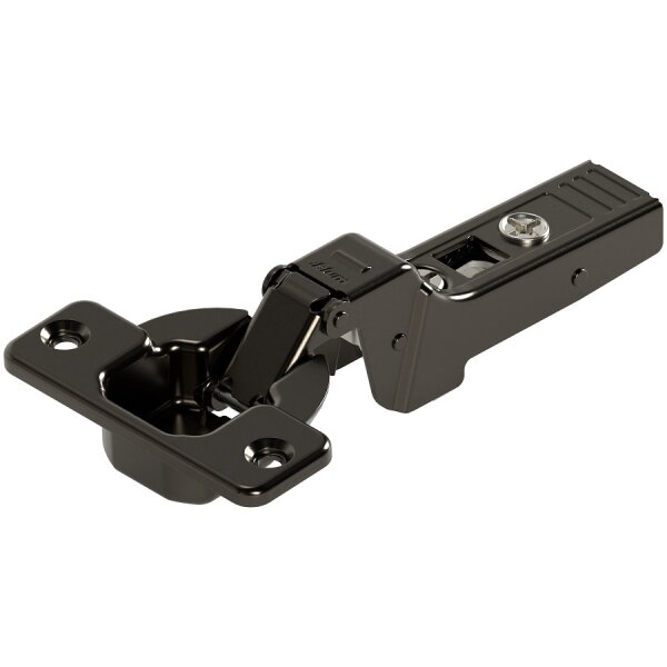 70T9650.TLOX onyx CLIP top Profiltürscharnier 95°, 9,5mm gekröpft, ohne Feder, Topf: Schrauben, onyxschwarz
