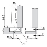 73T5550 CLIP top Spezial-Scharnier 120°, gerade, mit...