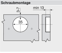 72T3550.TL CLIP top Spezialscharnier 110°, gerade, ohne Feder, Topf: Schrauben