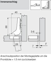 74T1790BTL CLIP top Standardscharnier 107°, hochgekröpft, ohne Feder, Topf: INSERTA