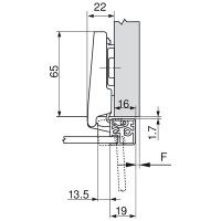 71T950A CLIP top Alurahmenscharnier 95°, Eckanschlag,...