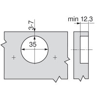 78T9550.TL CLIP top Stollenscharnier 95°, innenliegend, ohne Feder, Topfbefestigung: Schrauben